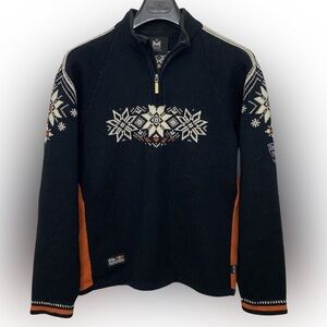 Dale of Norway Black Snowflake Quarter Zip Sweater